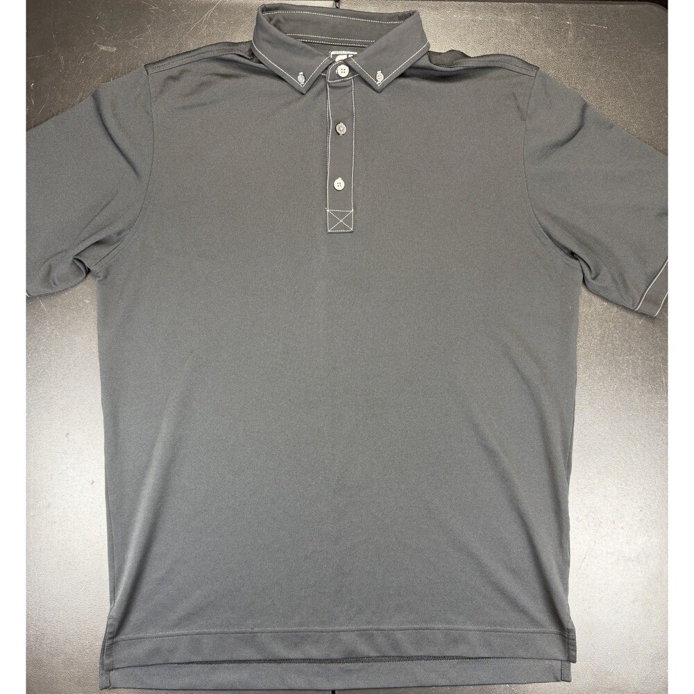 FootJoy FJ Men's L Golf Polo Shirt Tech Performance Stretch Black With Arm Logo